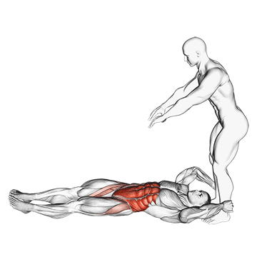 Assisted Lying Leg Raise With Lateral Throw Down demonstration