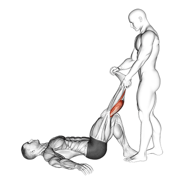 Assisted Lying Calves Stretch demonstration